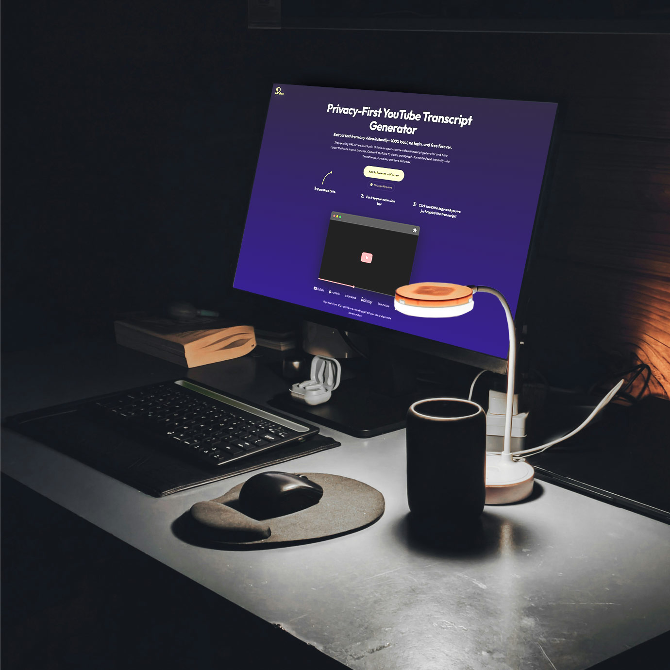 Ditto marketing website on dittotranscriptgenerator.com