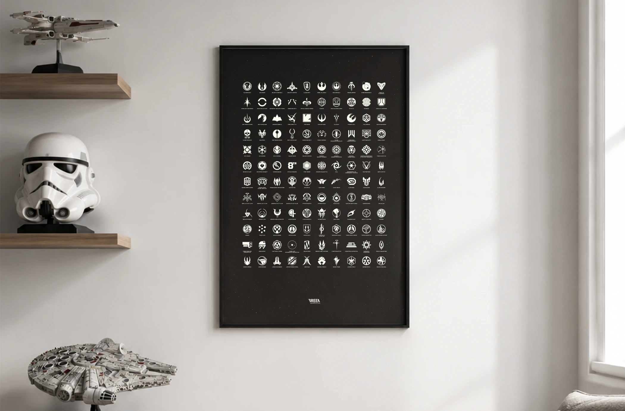 Star Wars symbols poster in a fan room